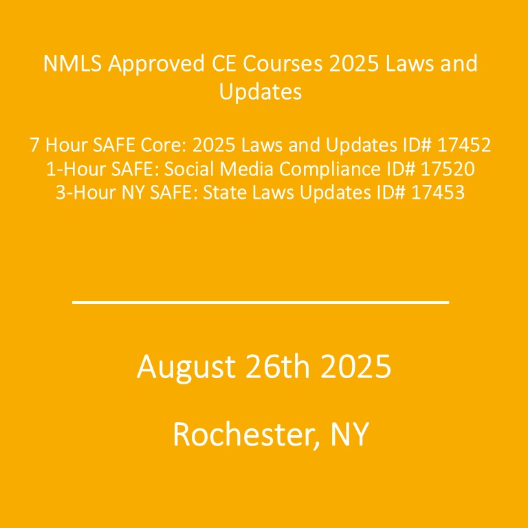 NMLS CE Approved 2025 Laws and Updates- August 26, 2025