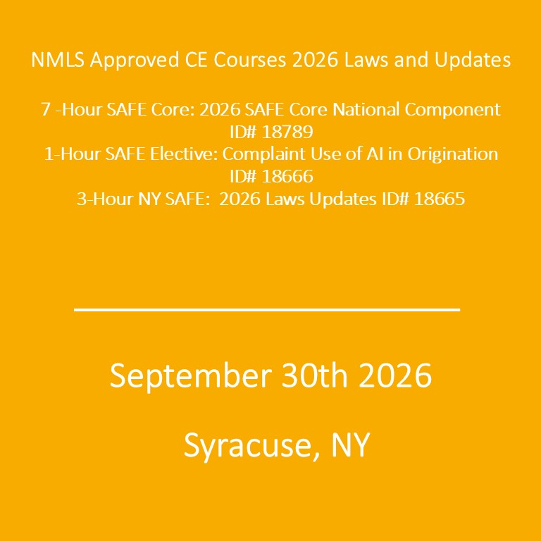 NMLS CE Approved 2026 Laws and Updates- September 30th, 2026